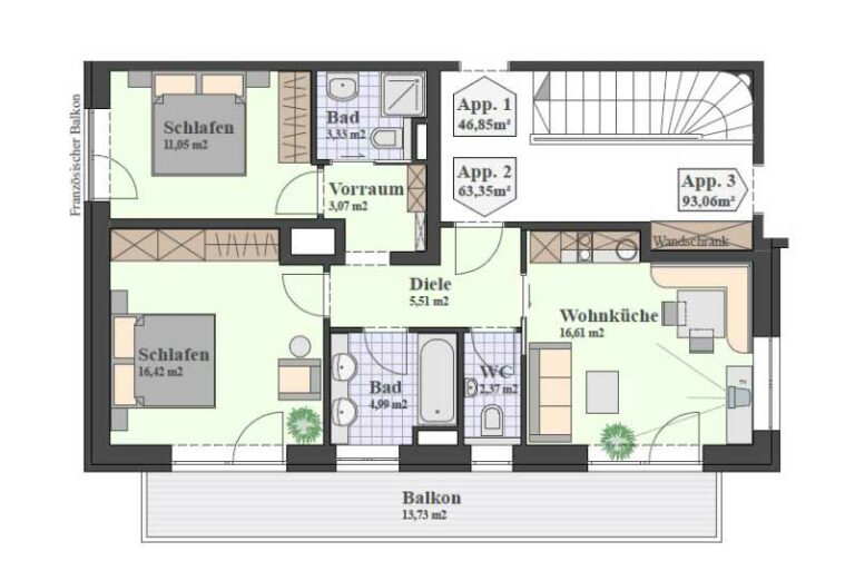 Appartement Kitzblick Plan für den Überblick