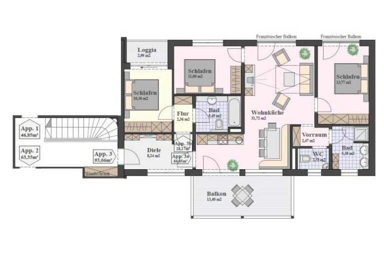 Zimmerplan vom Appartement Burgblick